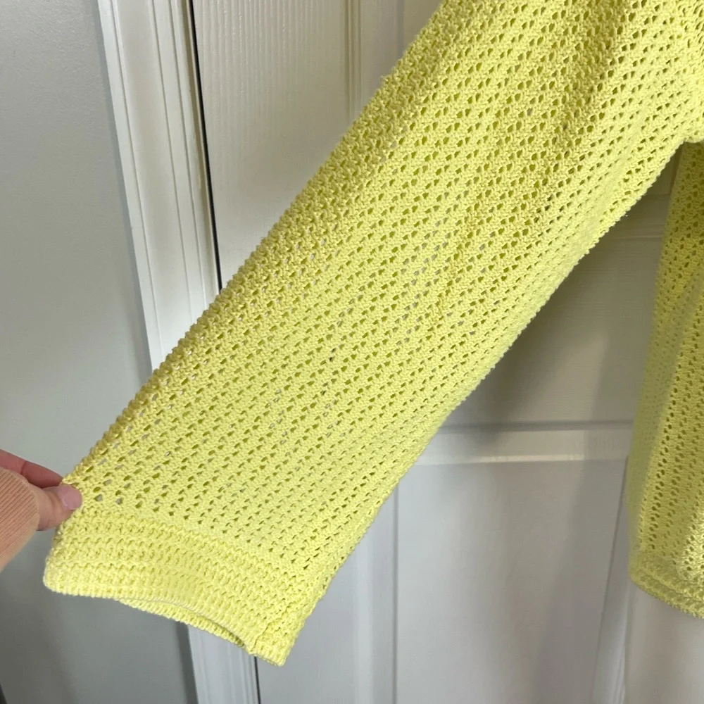 Z Supply Kiami v neck cotton open knit yellow sweater sweater size small